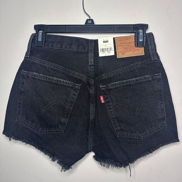 Levi’s 501 Original Fit High Rise Distressed Shorts Sz 24 - Picture 6 of 11